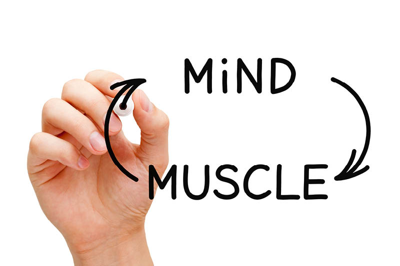 Hand die Mind Muscle schreibt